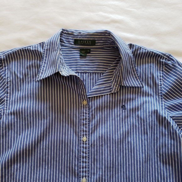 EUC Ralph Lauren Blue Pinstripe Button Down Shirt - Picture 3 of 6